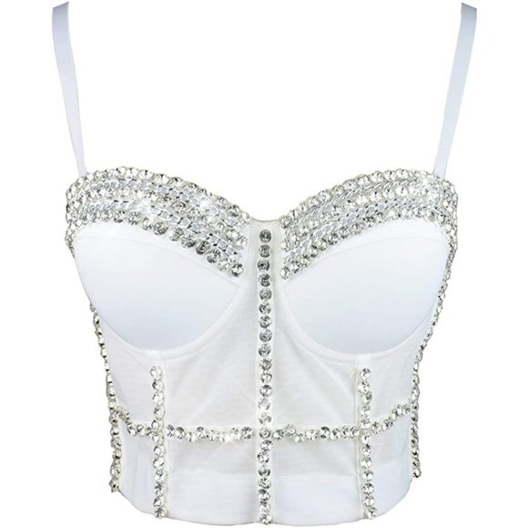 NEW Sparkling Bling Swarovski Crystal Rhinestone Bustier Bra Top + FREE … - Picture 4 of 14